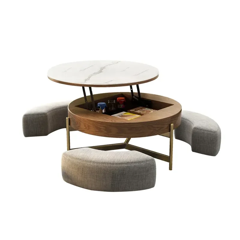 color modern round lifting coffee table set, practical and beautiful