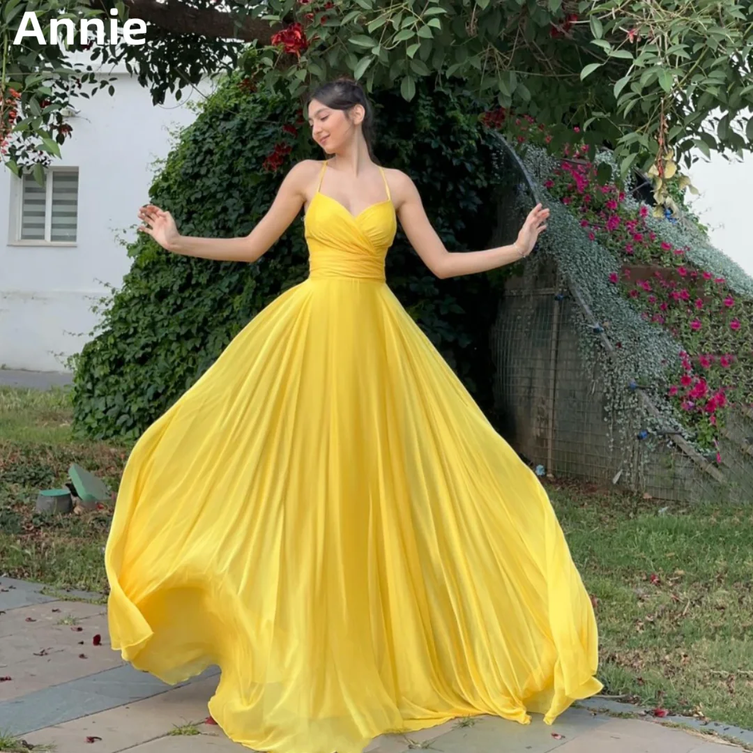 

Annie Sweetheart Yellow Prom Dresses Simple A-shaped Princess Evening Dresses Corset Wedding Party Dress Vestidos De Noche