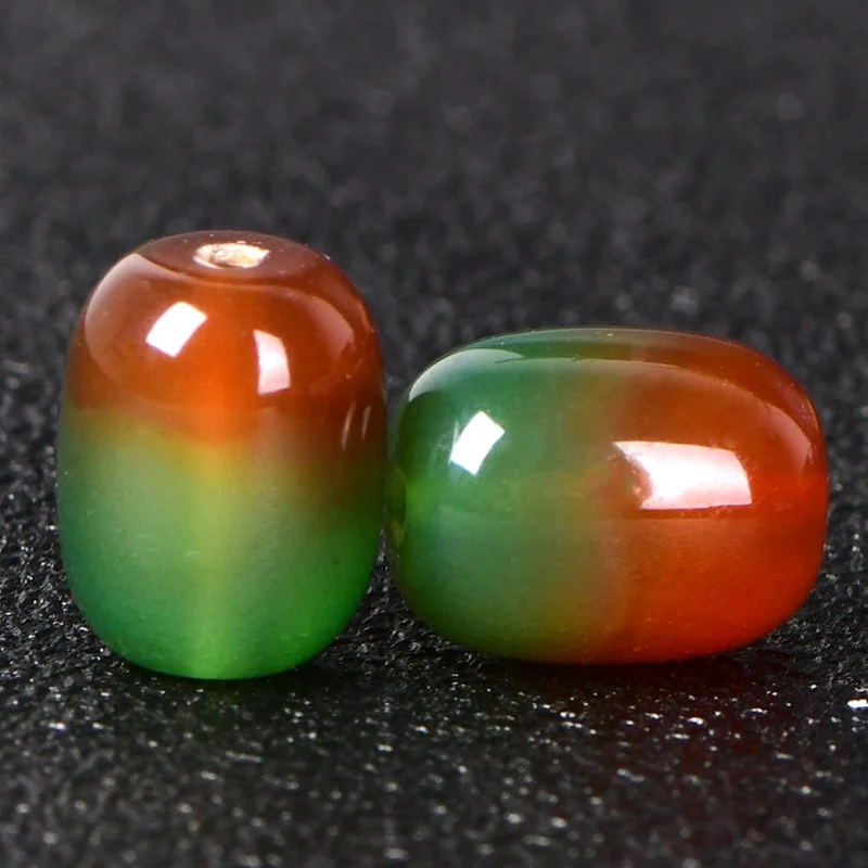 4A Natural Peacock Green Agate Barrel Single Bead DIY Beads Crystal Jewelry Making