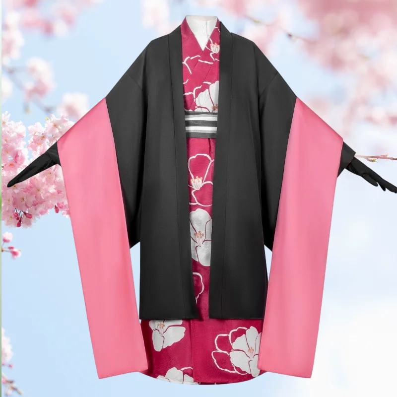 

Anime Chigiri Hyoma Cosplay Costume Pink Japanese Kimono Long Dress with Wig Full Set Role Play Outfit for Women