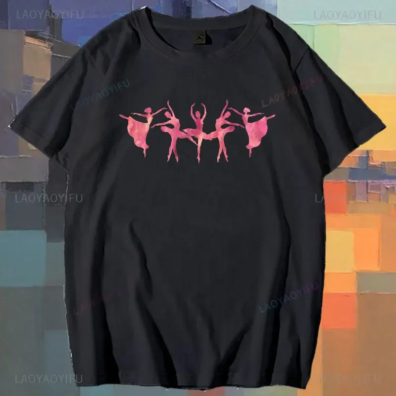 Maycaur nova aquarela ballet dançarino impressão camiseta feminina casual dança ballet o-pescoço verão harajuku vintage topos camisas mujer