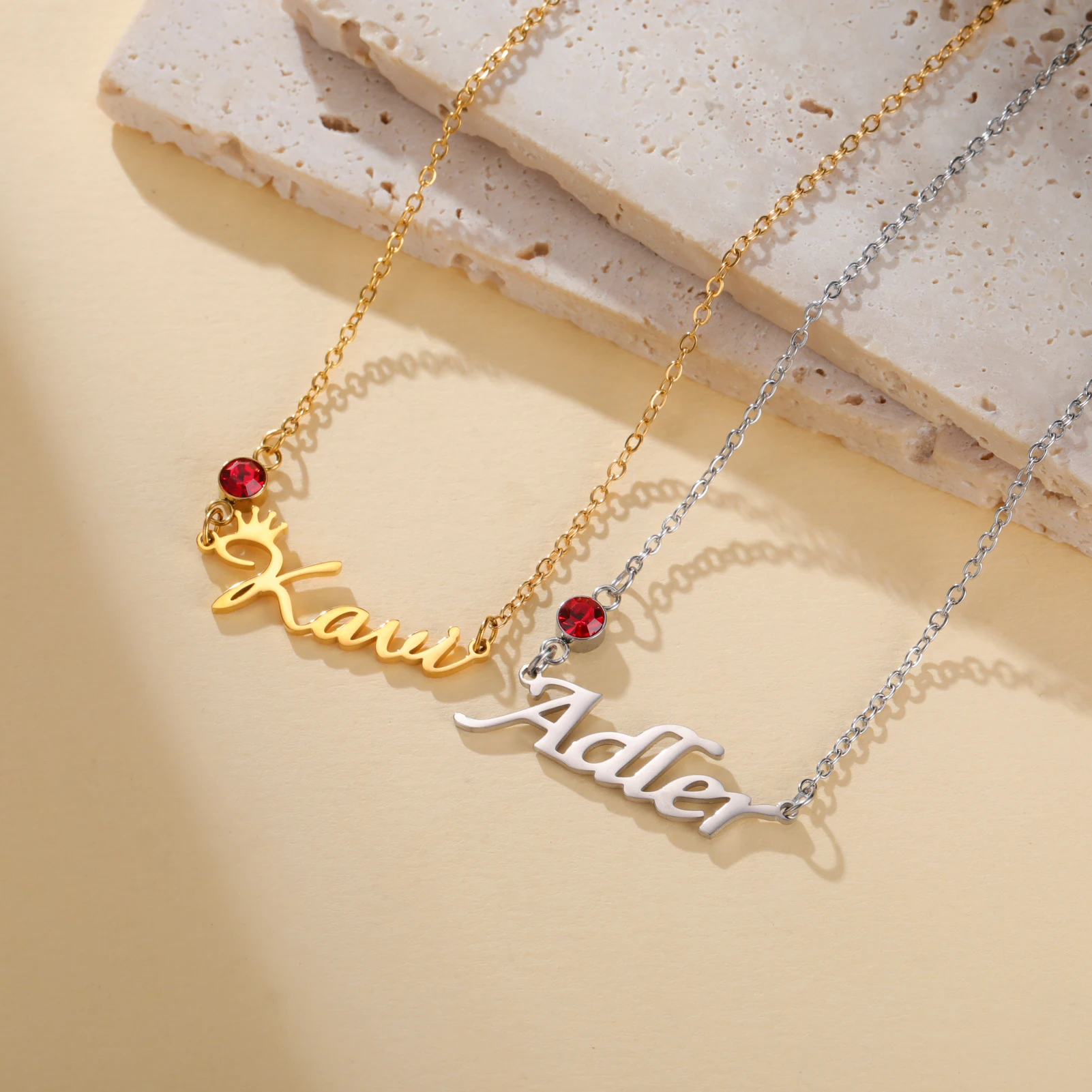 

COOLTIME ожерелье с подвеской в виде камня на заказ, женское ожерелье из нержавеющей стали, модная персонализированная цепочка на шею, ювелирные изделия, подарки на день рождения