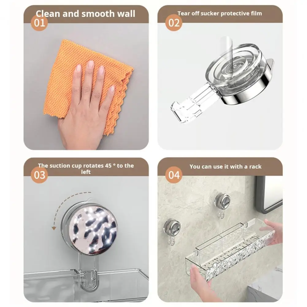 

Storage Rack Wall Caddy Suction Cup Shelf Capacity Bathroom Organizer for Simple Installation Versatile Shower Storage