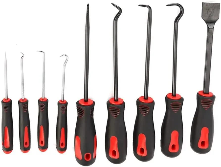 

Universal 9Pcs Scraper Pick Hook Tool Set Auto Repair Gasket Seal Puller Remover Chrome Vanadium Steel O Ring Kit