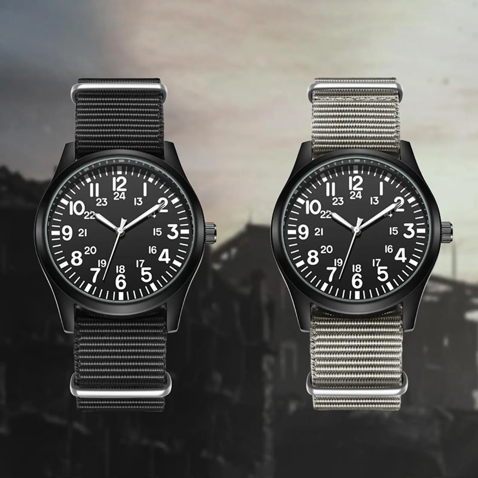 

Analog Quartz Watch Nylon Strap Waterproof Quartz Movement Wristwatch for Outdoor Business