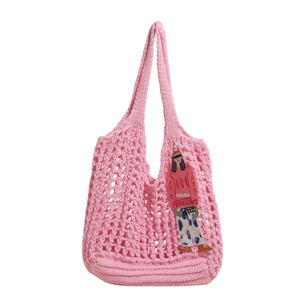 

Portable Shoulder Bag Knitted Bag Bohemian Large Capacity Weave Bag Handbag Hollowed Out Beach Bag Travel