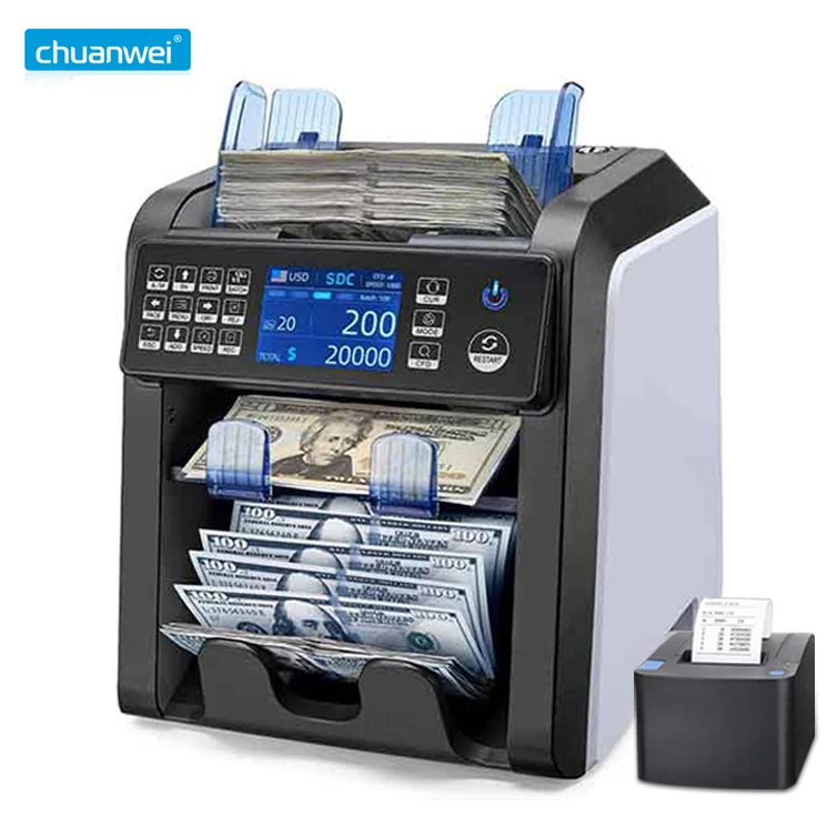 

Cash Counting Machine 2 Pocket Money Counter AL-950 CIS Multi Currency Sorter 3.5inch TFT Display Mix Value 2 Pocket Counter