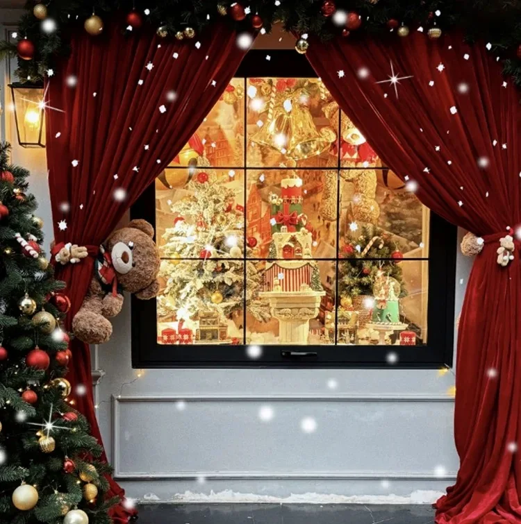 

Пользовательские толстые бархатные рождественские занавески, свадебные фоны, сценический фон, шторы, событие, рынок, торговый центр, магазин, рождественское украшение