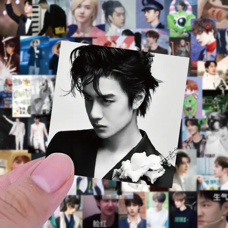 60PCS Wang Yibo Star Figure Waterproof Stickers Cute Diary DIY Handmade Label Sticker Cup Phone Laptop Guitar Luggage Decoration