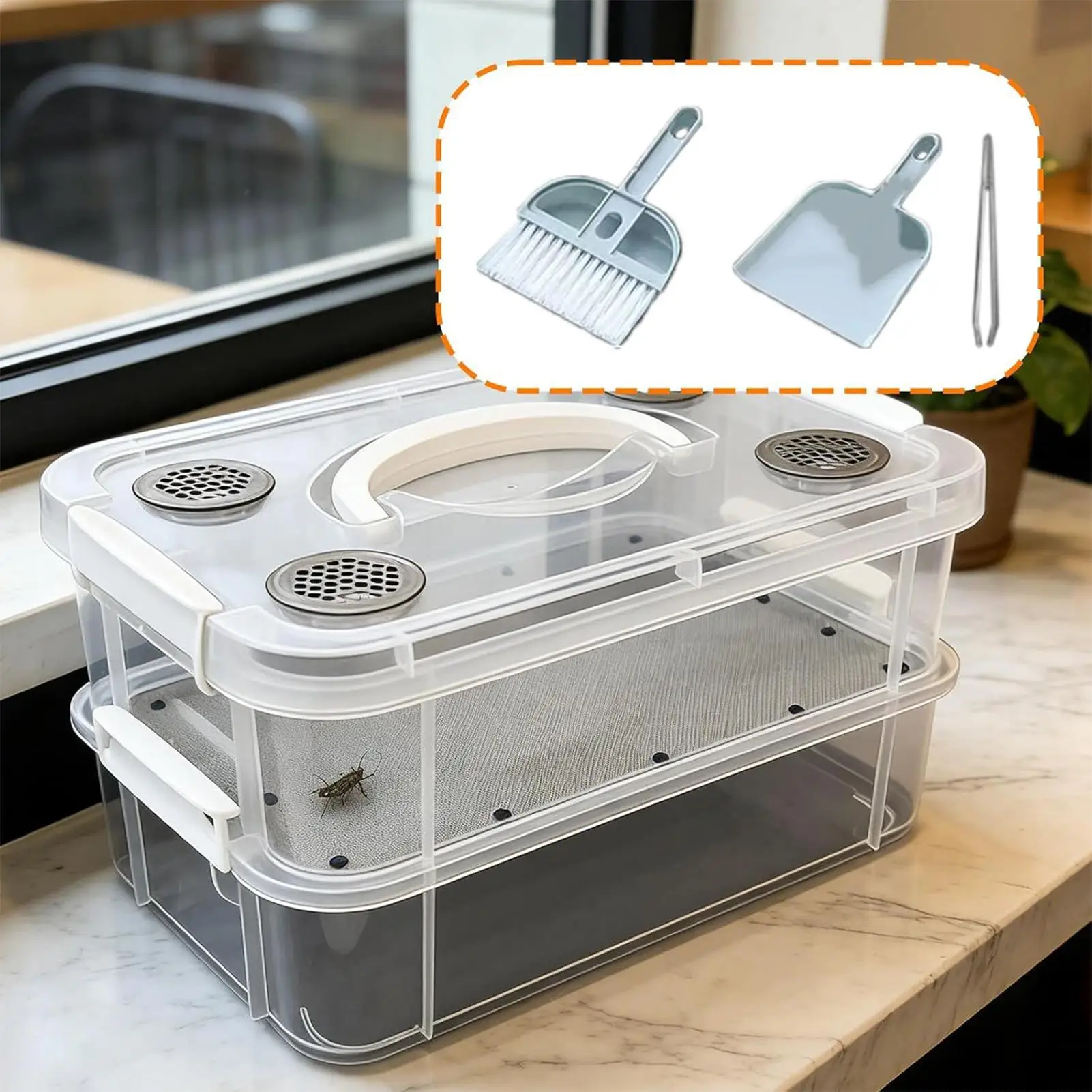 Caja de Cría Transparente para Gusanos de Harina Amarillos, Contenedores de Alimentación para Gusanos de Maíz, Caja Alimentadora para Gusanos de Maíz para Peces de Azúcar, Aves y Gallinas