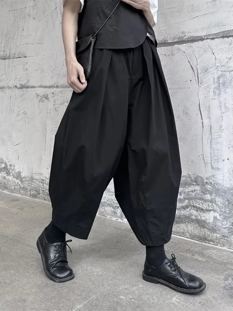 

High Elastic Waist Black Pleated Long Wide Leg Pants New Loose Fit Trousers Women Fashion Tide Spring Autumn 2024 1DF9659