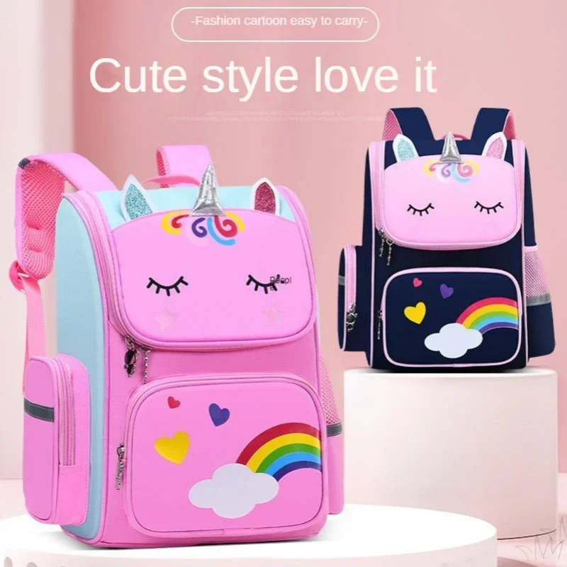 

2024 New Large Schoolbag Cute Student School Backpack Cartoon Unicorn Bagpack Primary School Book Bags for Teenage Girls Kids