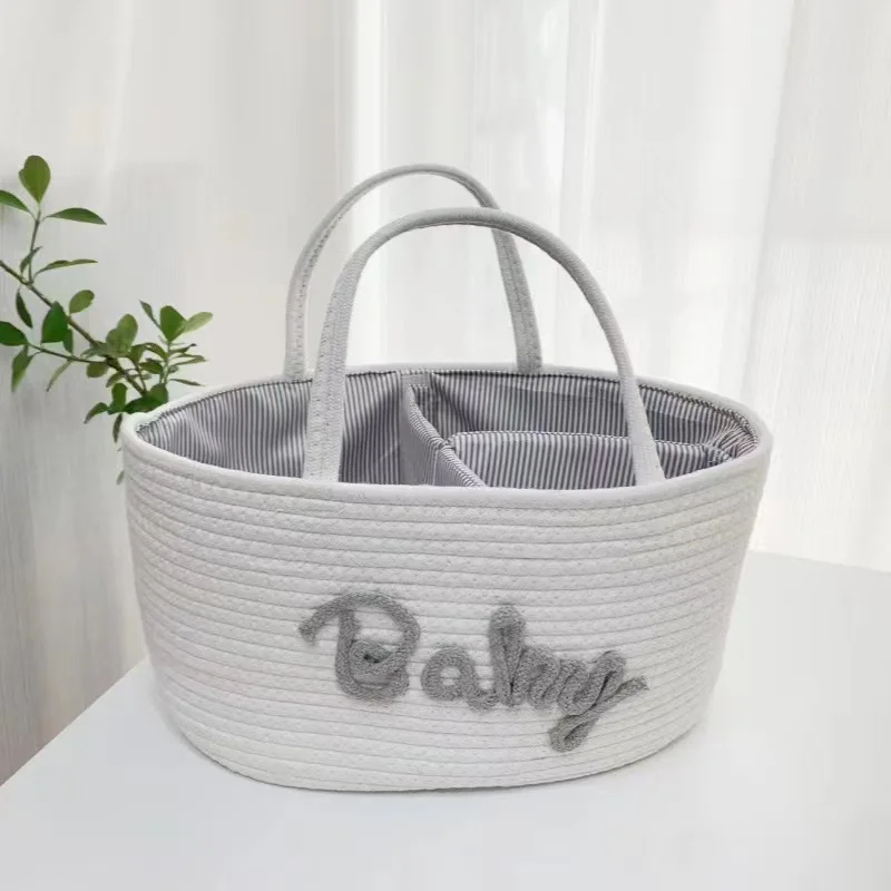 Multi functional travel portable mommy bag, cotton rope, hand-held diaper storage bag, baby diaper storage basket