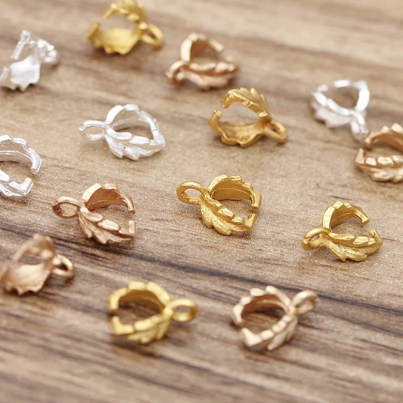 20pcs/lot 7x11mm Vintage Leave Shape Bail Clip Connector Leaf Pendant Clasp Accessories for DIY Jewelry Making Necklace Findings