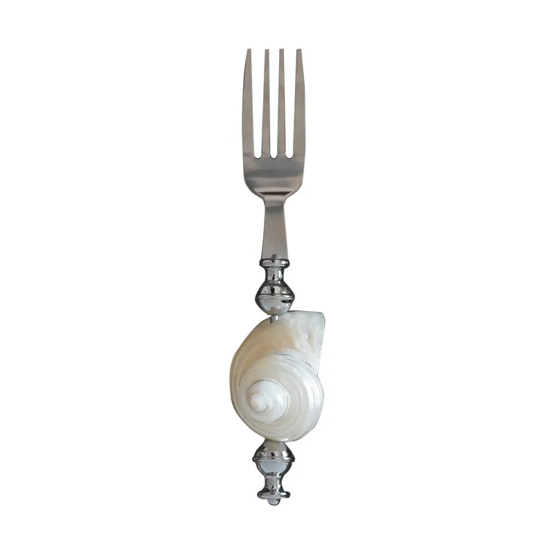 Moonlight Pearl White Conch Stainless Steel Fork Spoon Butter Tableware Creative Niche Gift