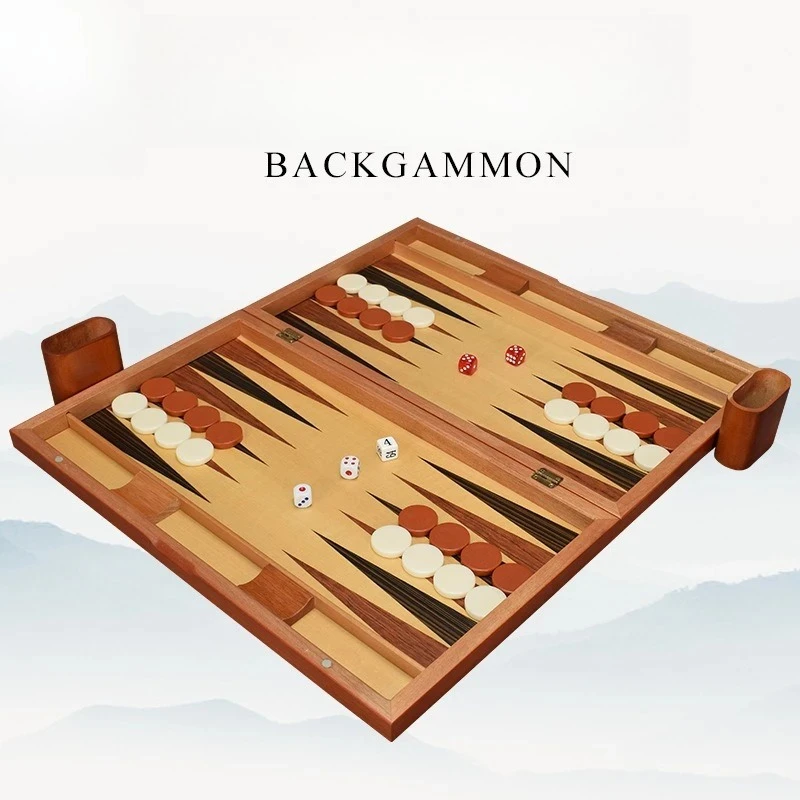 11/13/15/17/19 Inch Wooden Backgammon Set - Classic Board Game for Home & Party Entertainment