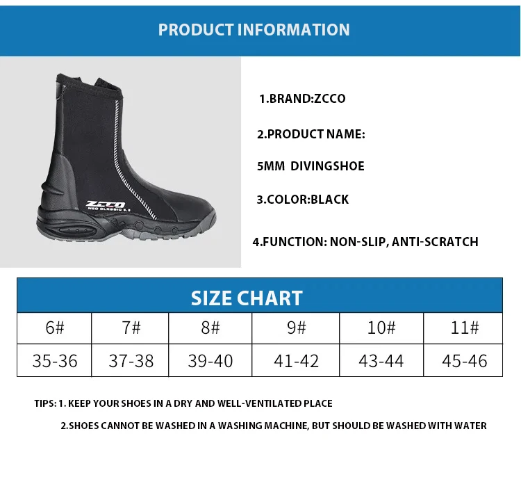 5mm Neoprene Dive Boots Wetsuit Side Zipper Men Women Snorkeling Scuba Diving Shoes Boots Water Sports Accessories