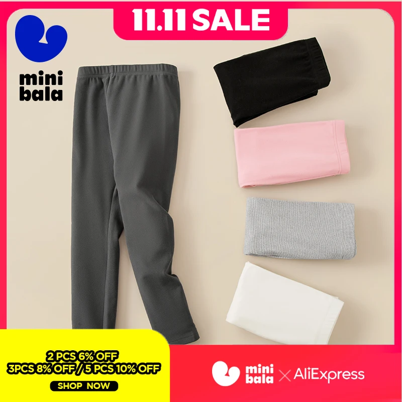 

Леггинсы Mini Bala для девочек, осень-зима 2024, новые эластичные облегающие теплые детские штаны для повседневной носки