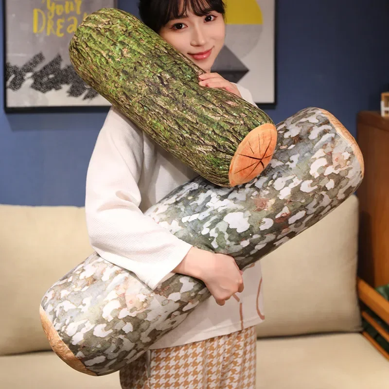 Soft Lifelike Stump Plush Pillow Stuffed Wood Toy Big Tree Sofa Cushion Creative Room Decoration Great Christmas Birthday Gift