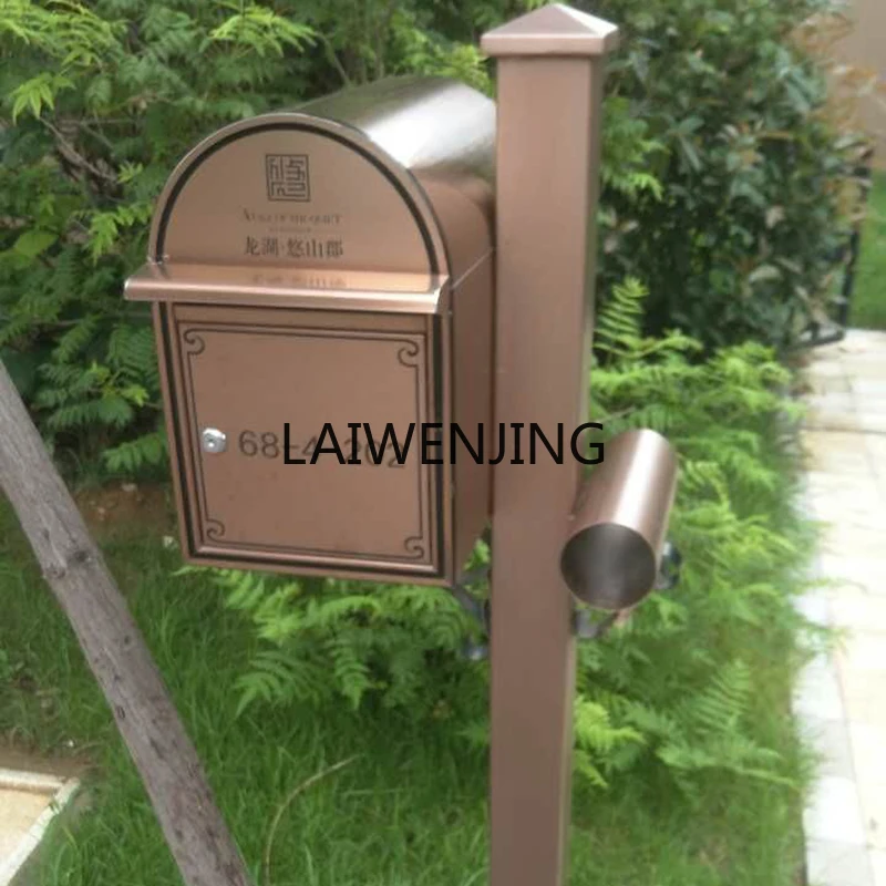 

LYN custom metal electroplating floor imitation copper column outlet with lock waterproof stainless steel mailbox