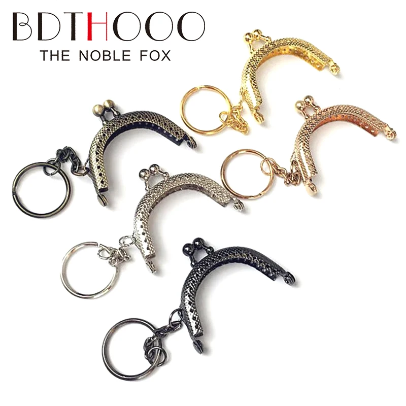 

10Pcs 5cm Metal Purse Frame Antique Bronze Coin Handle With Keyring Kiss Clasp Lock Bags Hardware for Clutch Accessories