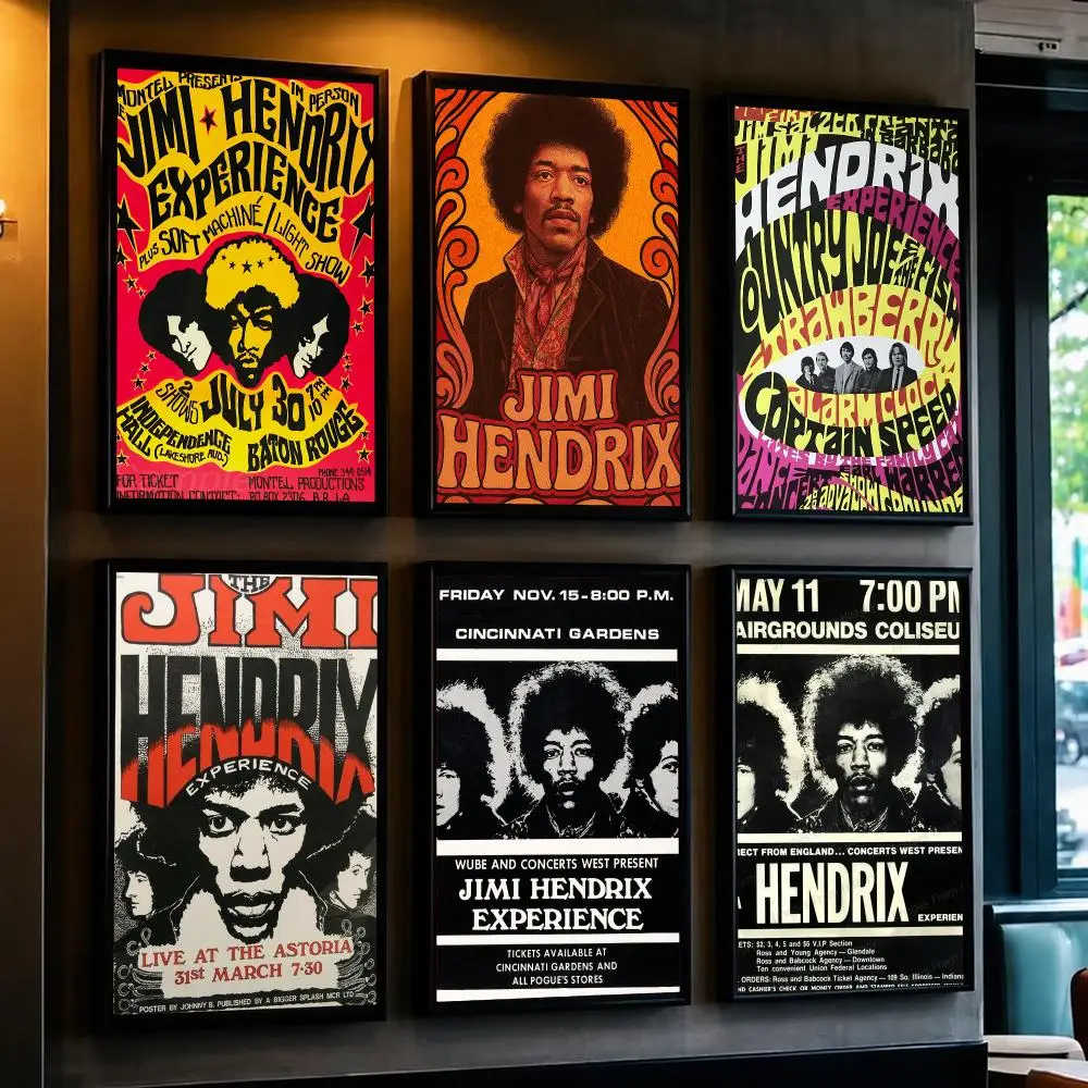 band T-The Jimi Hendrix Experience-E Poster Decorative Wall Art Sticker for Cafe Office Bedroom and Living Room