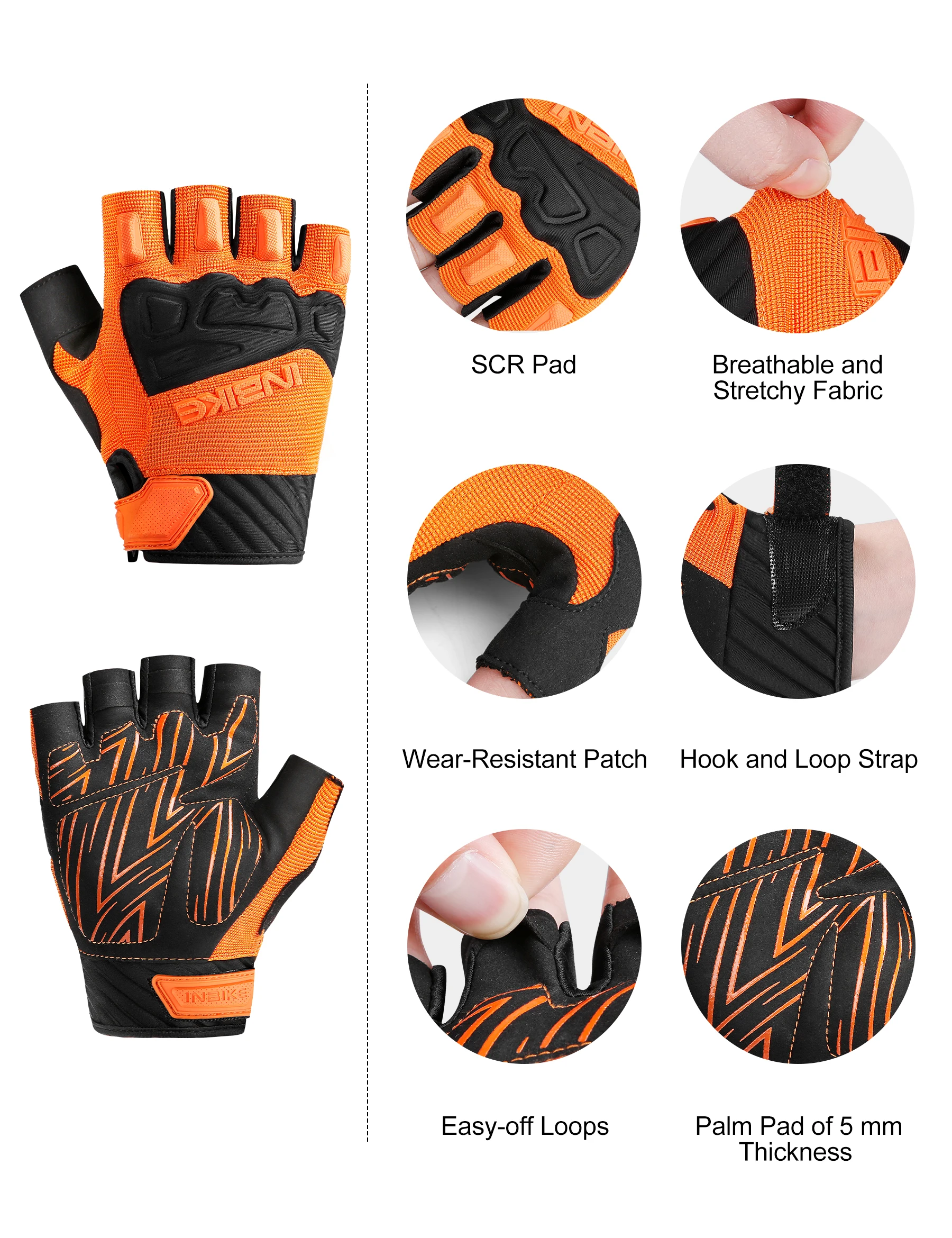 INBIKE Summer MTB Cycling Gloves Gel Padded Half Finger Bicycle Gloves for Men Breathable Outdoor Sport Bike Gloves Accessories