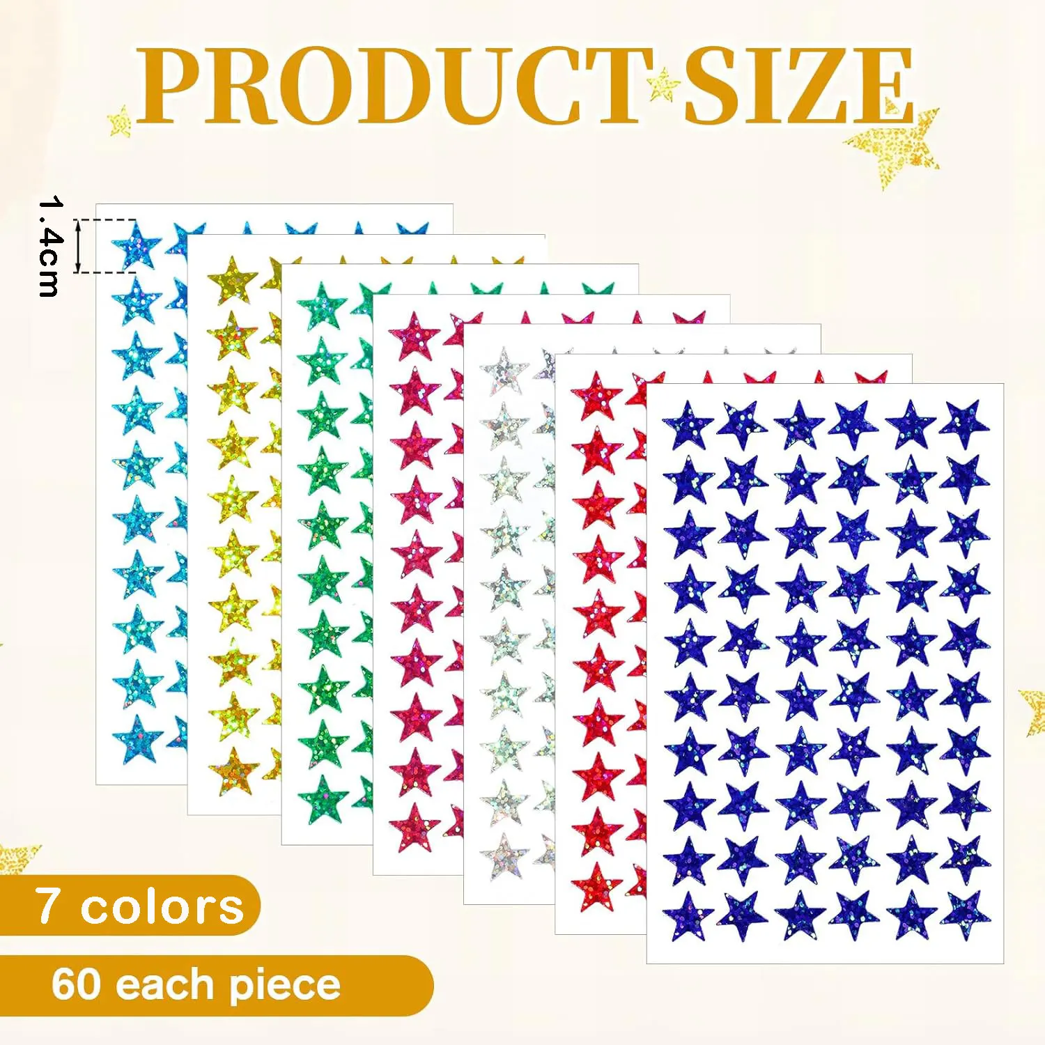 600-2100 PCS Foil Holographic Star Reward Stickers 7 Colors Decoration Glitter Star Sticker Planner Supply DIY Craft Party Favor