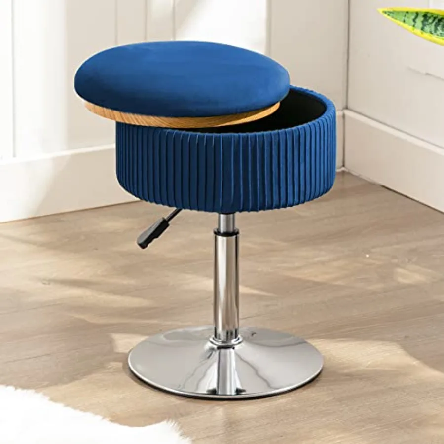 

360°Swivel Vanity Stool Chair for Makeup Room Height Adjustable Stool for Vanity with Storage Small Velvet for Bathroom Living