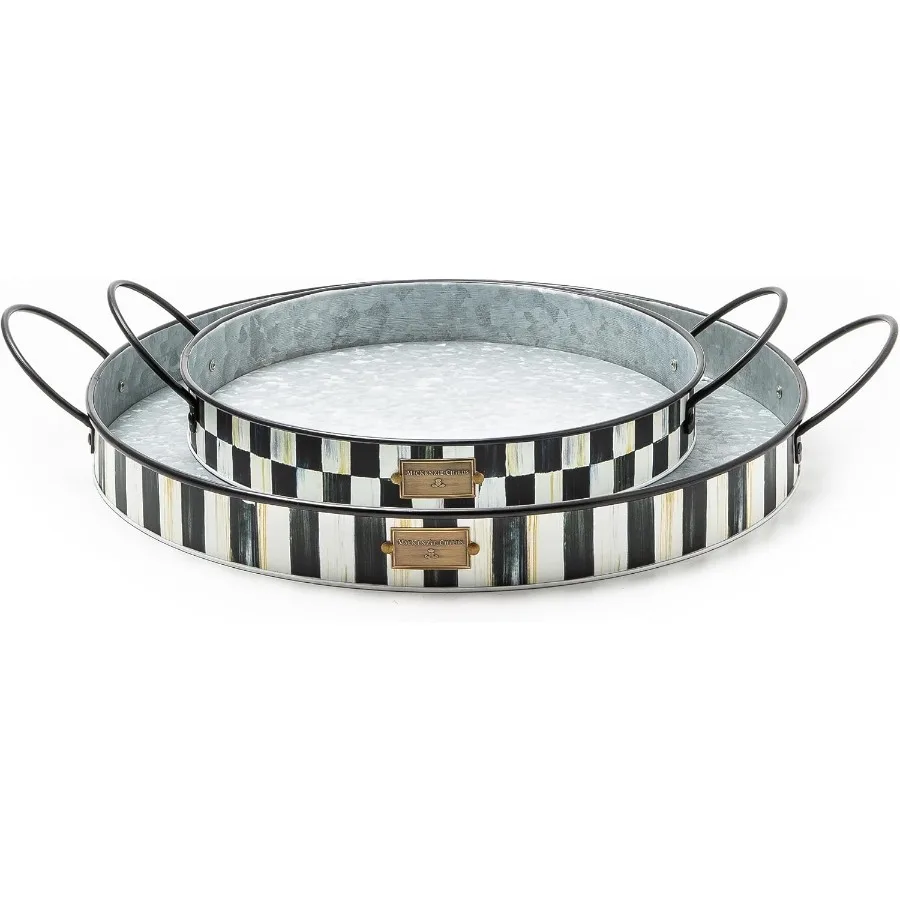 

Galvanized Metal Serving Trays with Handles Set of 2 Spectator