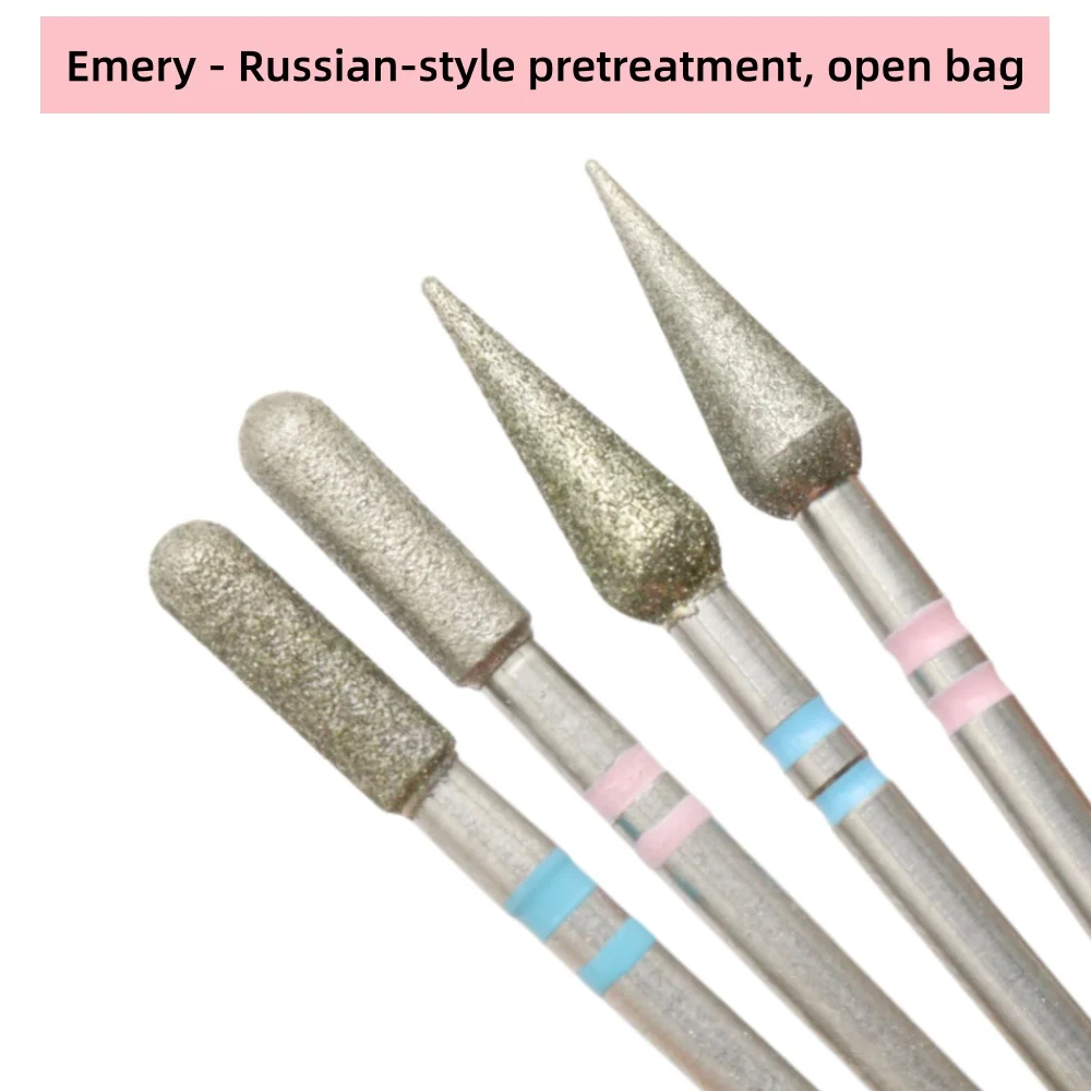 1/2/4Pcs New Dual-Color Diamond Nail Drill Bit – Russian Manicure Cuticle Cleaner, Triangle Cone Shape, Pocket Cleaning,