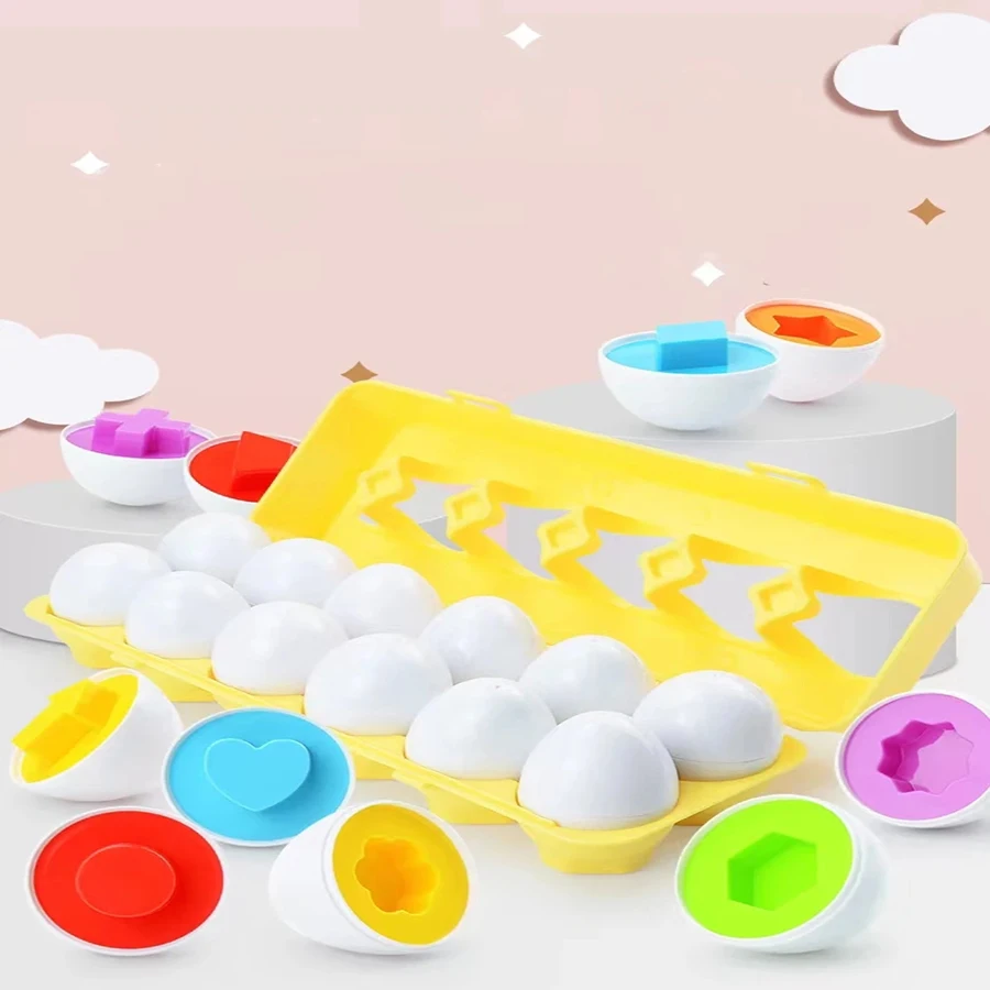 1pcs Montessori Baby Toys Match Egg Puzzle Geometry Matching Egg Color Shape numerical Easter Egg Educational Toys For Children