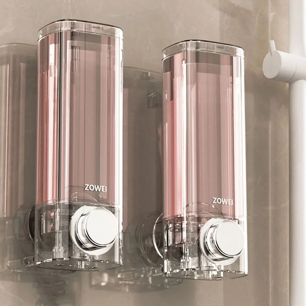 Suction Cup Wall-mounted Soap Dispenser Manual Press Transparent Hand Soap Press Bottle Large Capacity Easy To Install
