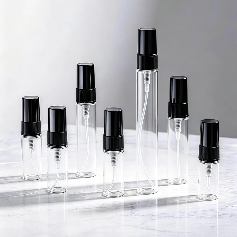 5/10Pcs 2/3/5/10ml Clear Glass Mini Refillable Perfume Bottle Spray Empty Bottles Portable Cosmetic Travel Tool Sample Container