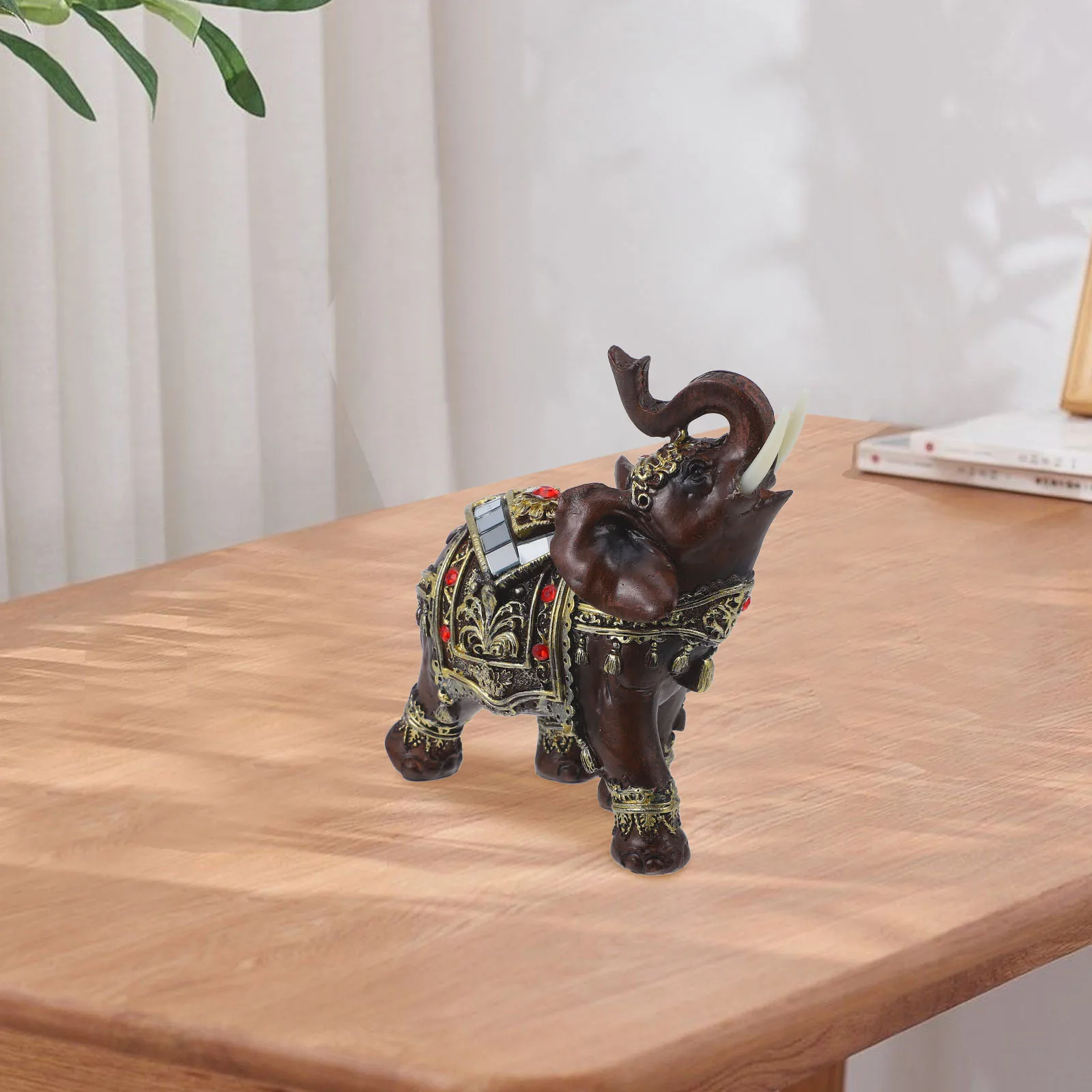 

Elephant Sculpture Statue Ornaments Realistic Resin Decorations Home Desk Table Bookshelf Showcases Vintage Craft