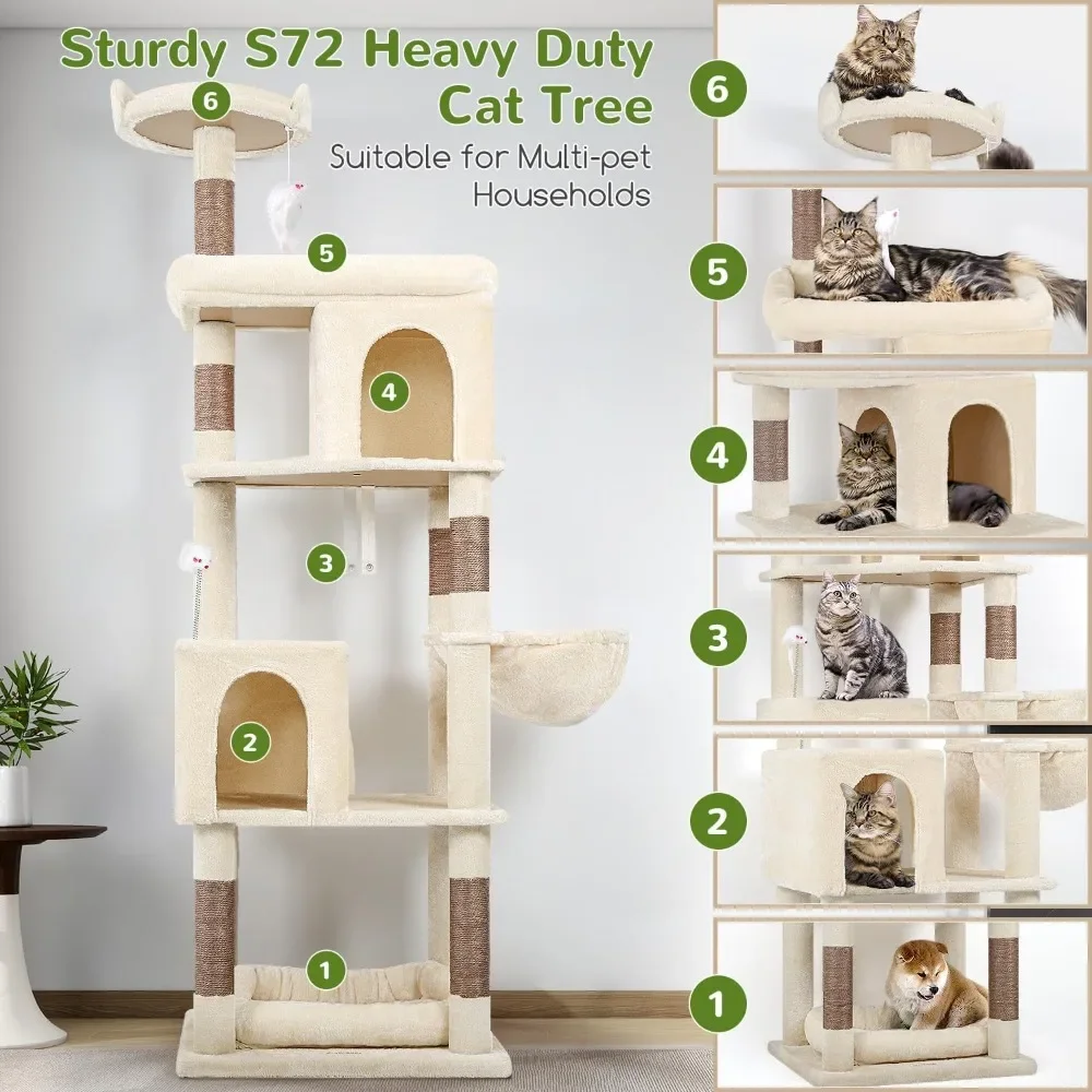 

Heavy Duty Cat Trees Large Cats,Sturdy 72inMaine Coon Cats Tree for Large Cat 20lbs+Heavy Duty Cats Tower for Adult Biggest Cats
