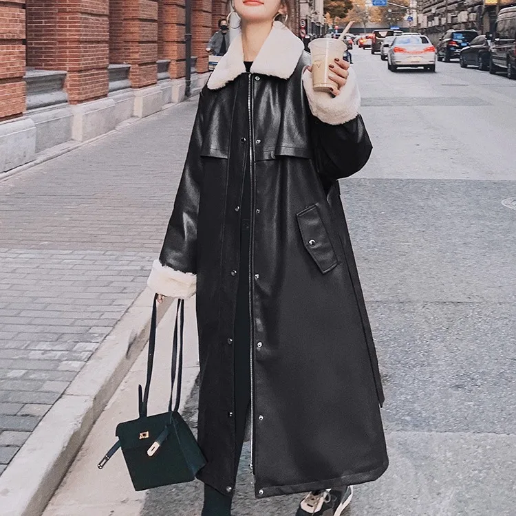 Chaqueta larga de piel sintética para mujer, abrigos de piel de conejo, abrigo interior cálido, Tops femeninos, Parka de invierno, alta calidad