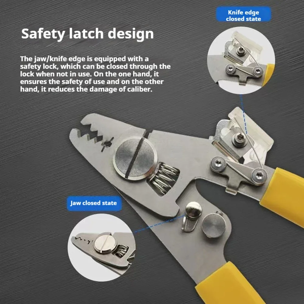 

New 6 In 1 Multifuntional Fiber Optic Cable Stripper, FTTH Drop Cable Pliers With Kevlar Scissors and Steel Wire Cutter