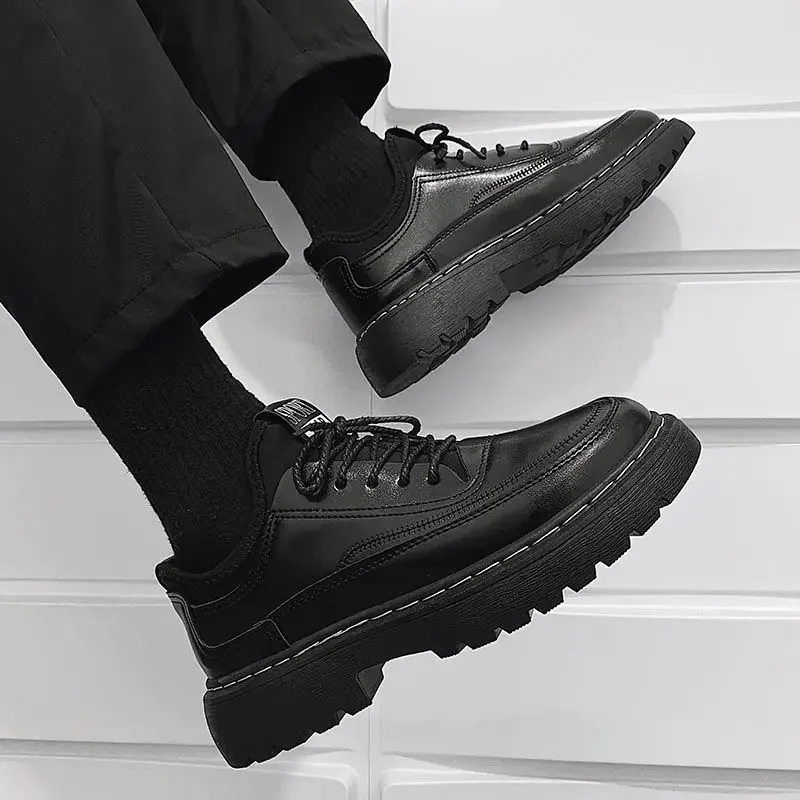 

Men's Leather Shoes Dress Black Round Toe Business Formal Male Casual Loafers Shoe Platform Common Cheap Clearance Comfortable