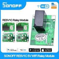 SONOFF RE5V1C Wifi DIY Switch 5V DC Relay Module Smart Wireless Switches Inching/Self-locking APP/Voice Remote ON/OFF Modules