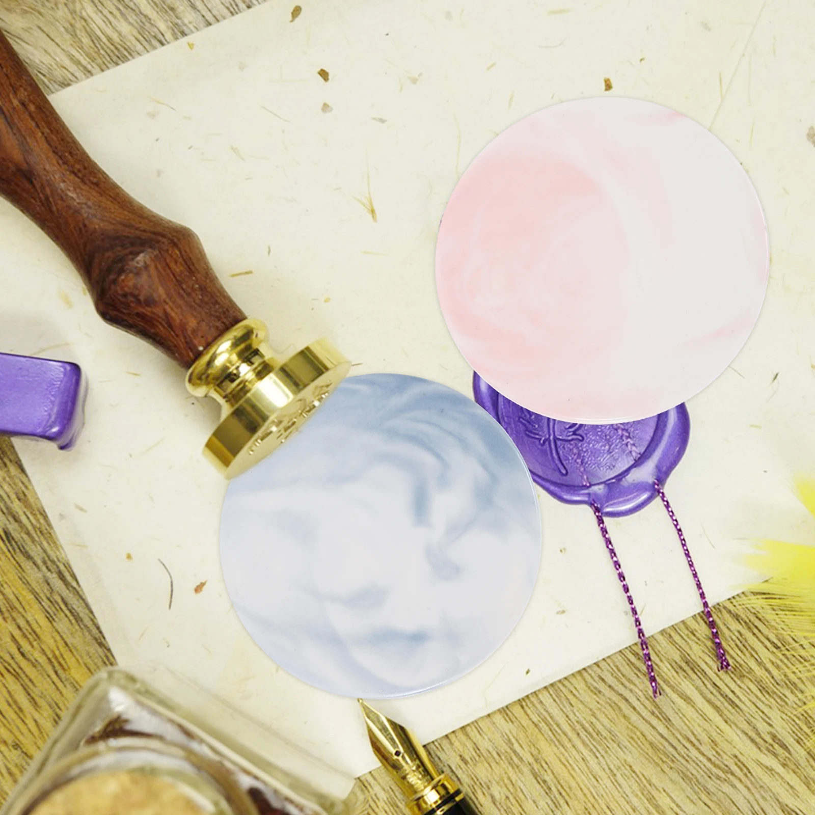 

2Pcs Wax Seal Ceramic Pad Heat Resistant Non Stick Durable Stamp Backing Plate Multi Functional Coaster Home Decor Gift