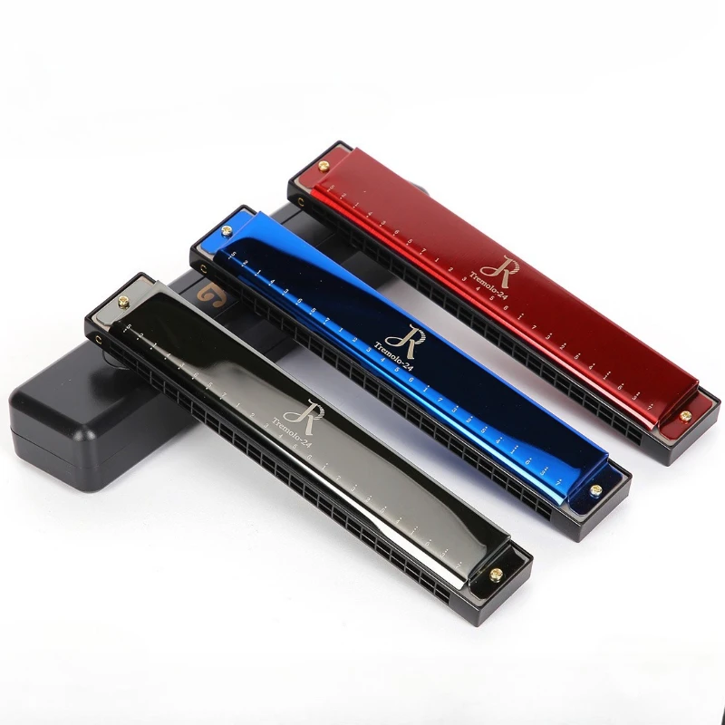 

Upgraded Version 24 Holes Octave-tuned Harmonica,metal Harmonica Key of C With Case Mouth Metal Organ for Beginners Instruments