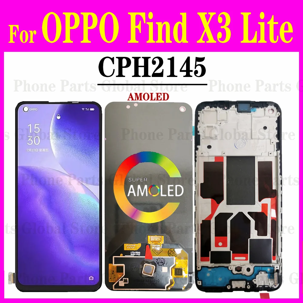 LCD With Frame For OPPO Find X3 Lite LCD CPH2145 Display Screen Touch Sensor Digitizer Assembly Find X3 Lite lcd Replacement