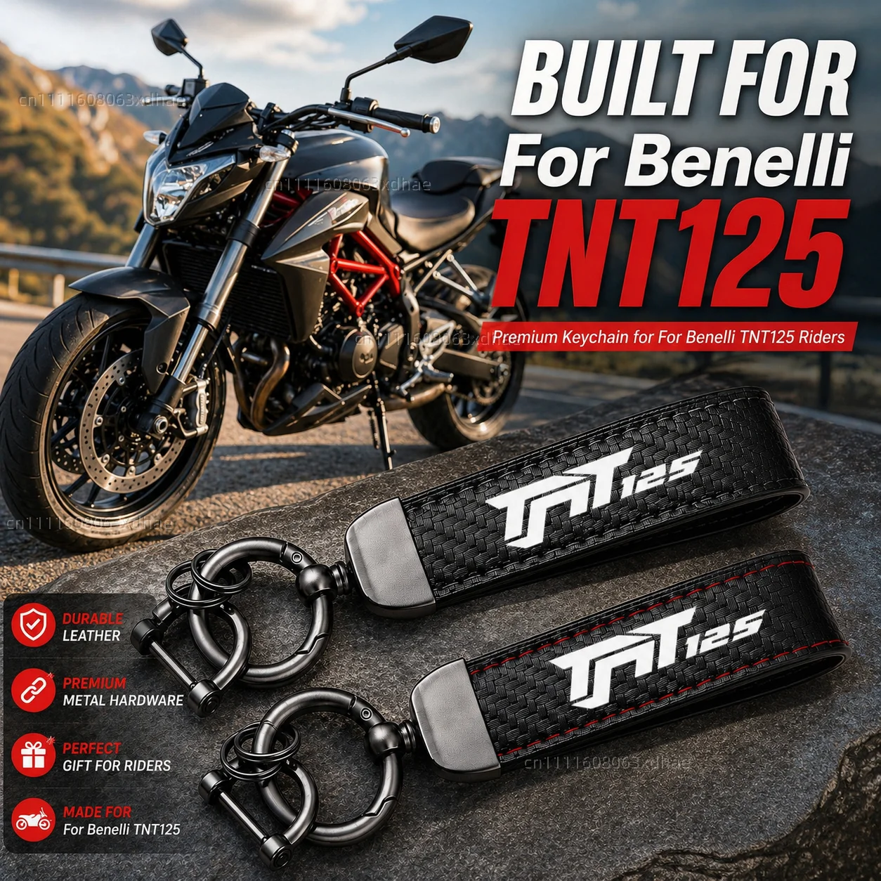 High-Grade Leather Motorcycle Keychain Holder Keyring Accessories For Benelli TNT125 tnt125 tnt 125