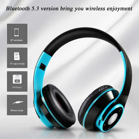 무선 스테레오 블루투스 헤드폰 iPhone, 태블릿, PC, Xiaomi, Samsung Galaxy 용 휴대용 수동 소음 차단 헤드폰