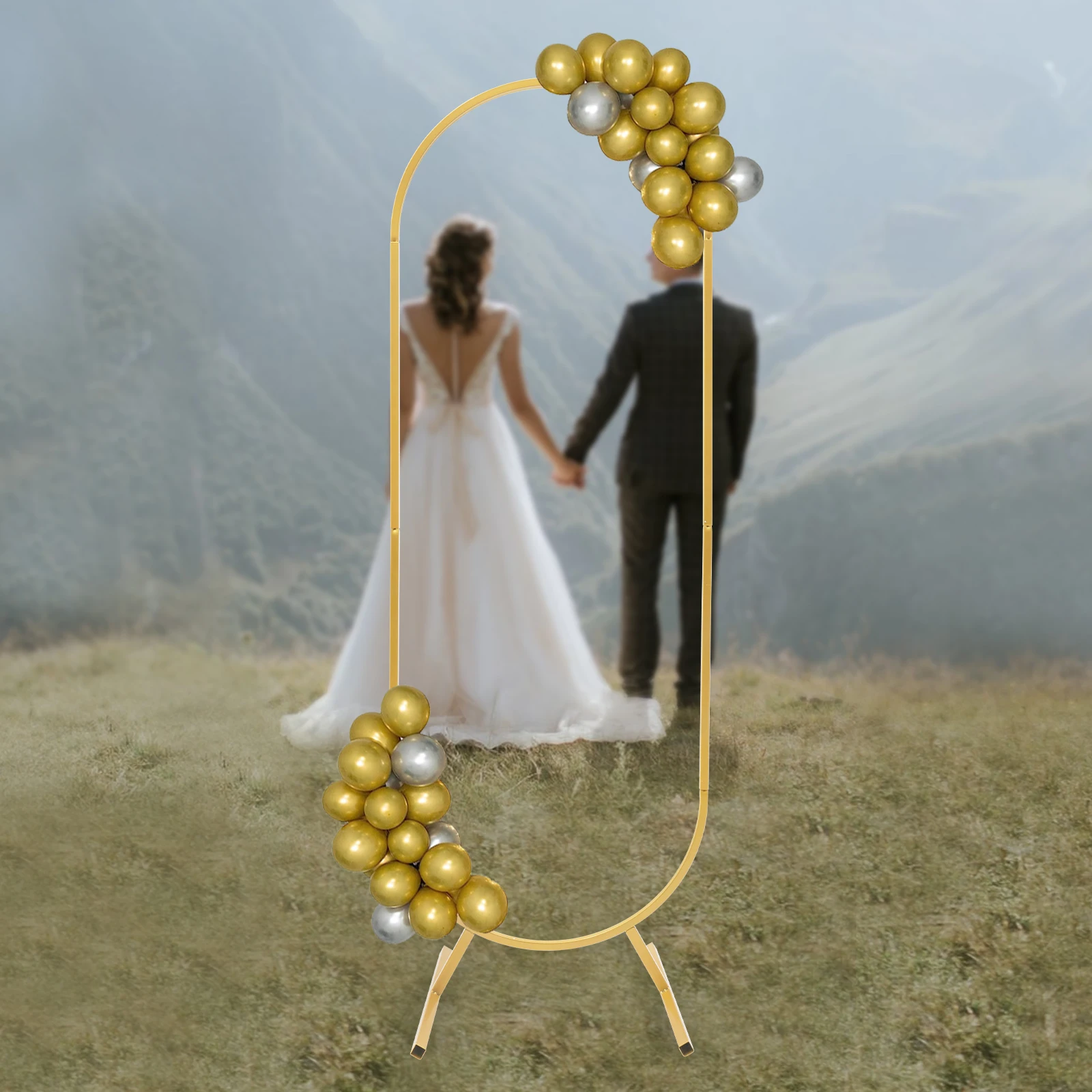 

Gold Wedding Arch Backdrop Stand Flower Display Frame Background Metal Rack Arch DIY Stand Venue Decor Frame