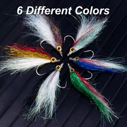 6pcs Wounded Minnow Fly Fishing Flies Fly Ice Dub Fry Slowly Sinking Baitfish for Trout Bass Steelhead Salmon Freshwater