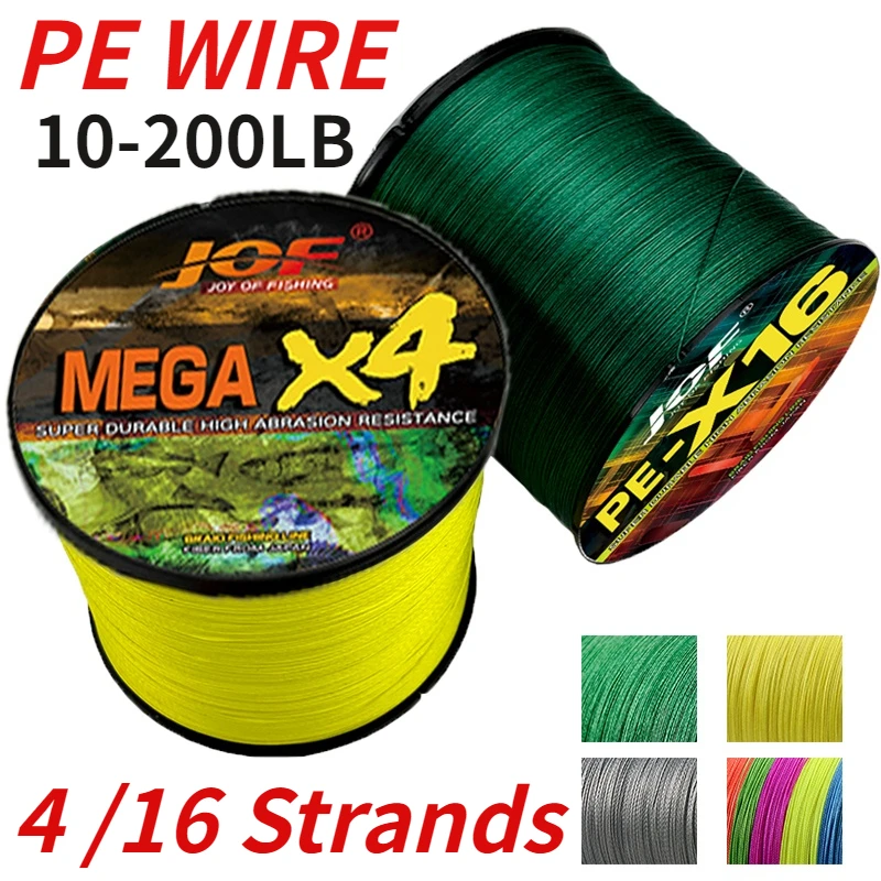 JOF Braided Fishing Line X4/16 300m Max Drag 10~200LB Multifilament Japanese PE Main Wire for Bass Pike Carp Fishing Accessories