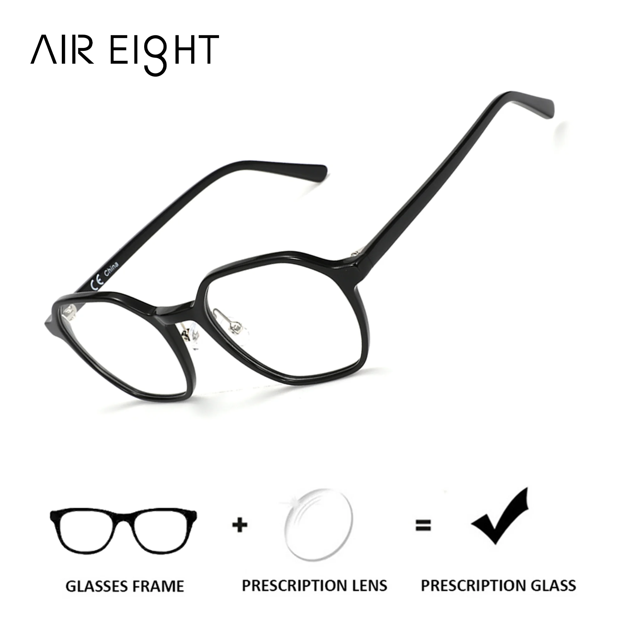

AIR EIGHT Polygon Custom Prescription Glasses For Unisex Acetate Vision Correction Eyeglasses Near Myopia Optical Eyewear