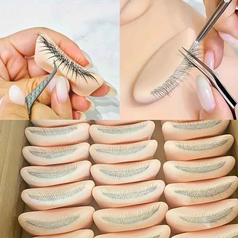 1 قطعة نموذج سيليكون لممارسة الرموش مع ملحقات رموش واقعية مكونة من 4 طبقات ، أداة تمديد رموش للتدريب قابلة لإعادة الاستخدام